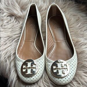 Tory Burch Ivory Perforated Loafers, Size 8